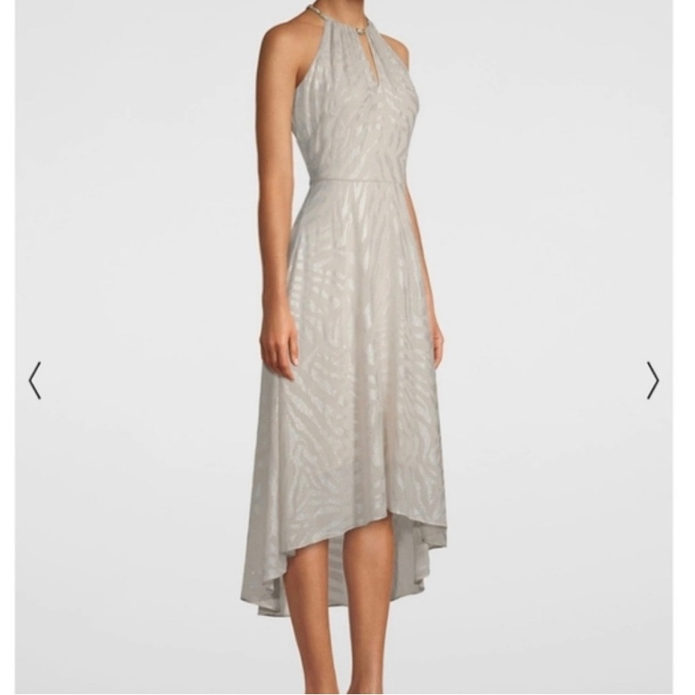 White House Black Market Cream High-Low Halter Sundress